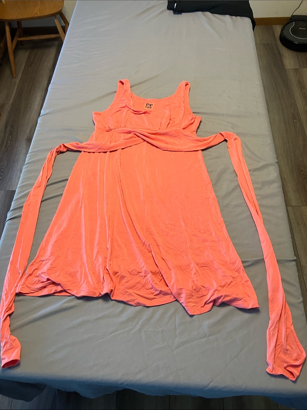 Sleeveless Coral Tunic with Self-Tie Waist